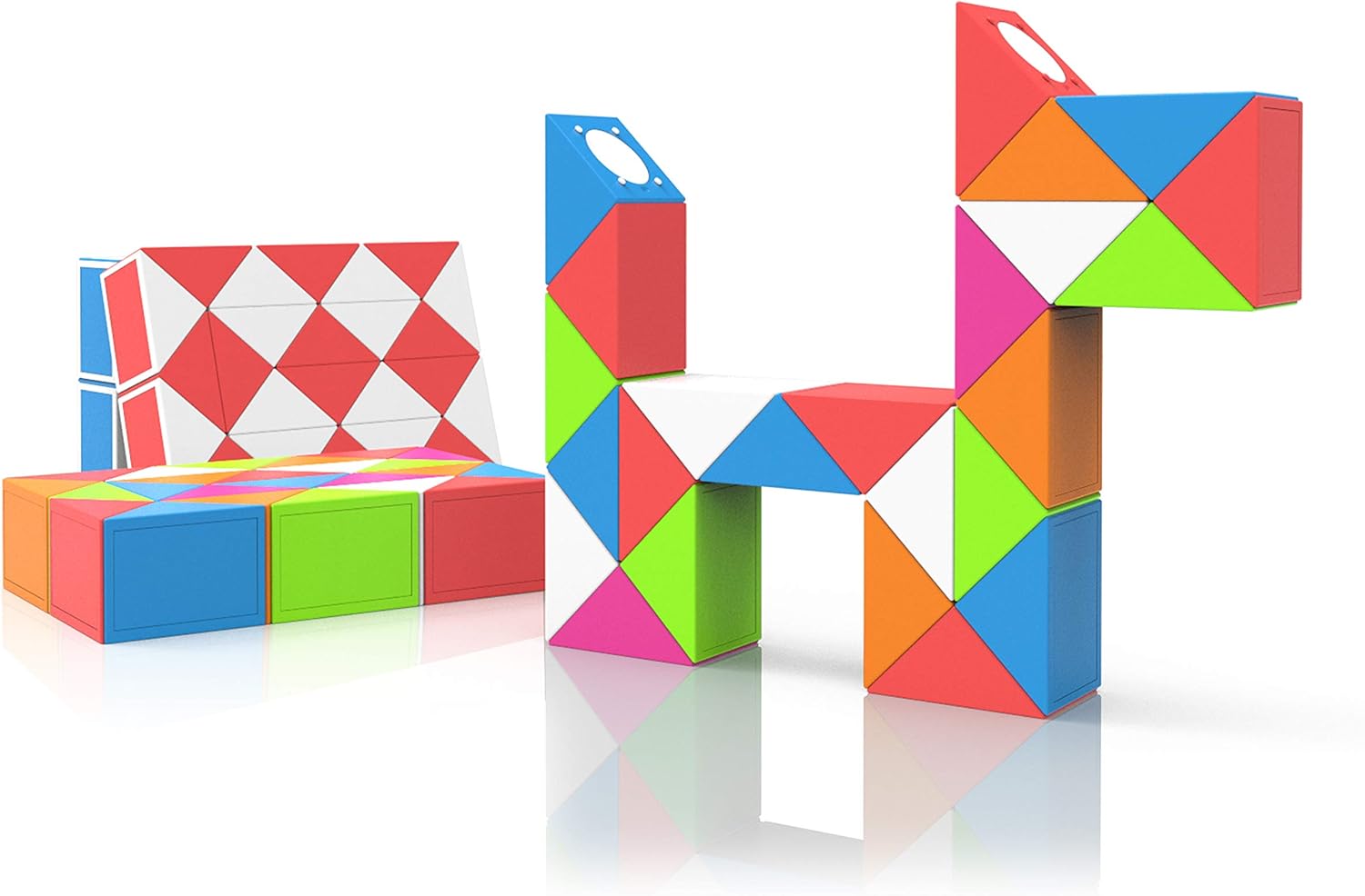 Toys Rainbow Magic Snake with 24 and 36 Block Segments, Magic Snake Cube Twist Puzzle - 3D Puzzles Games Fidget Snake Toy for Kids and Adults - Random Style